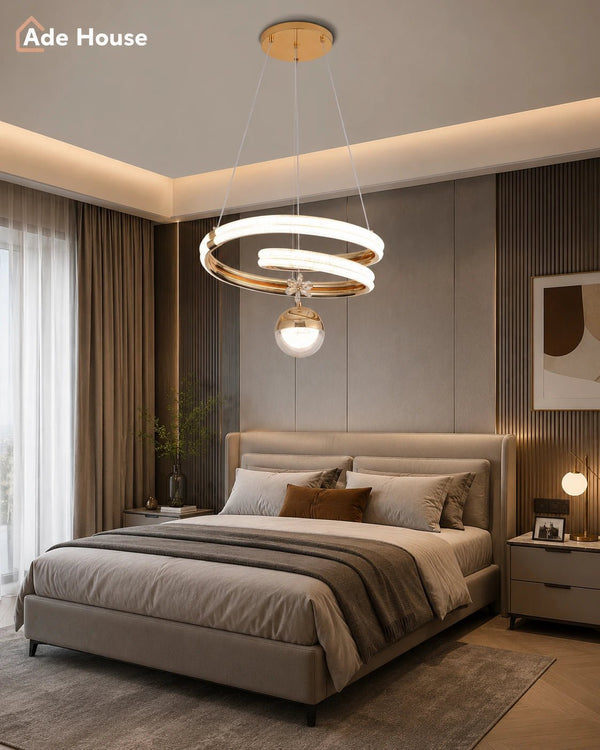 Lustra LED Aurelia Gold-tip pendul 107W Cu telecomanda