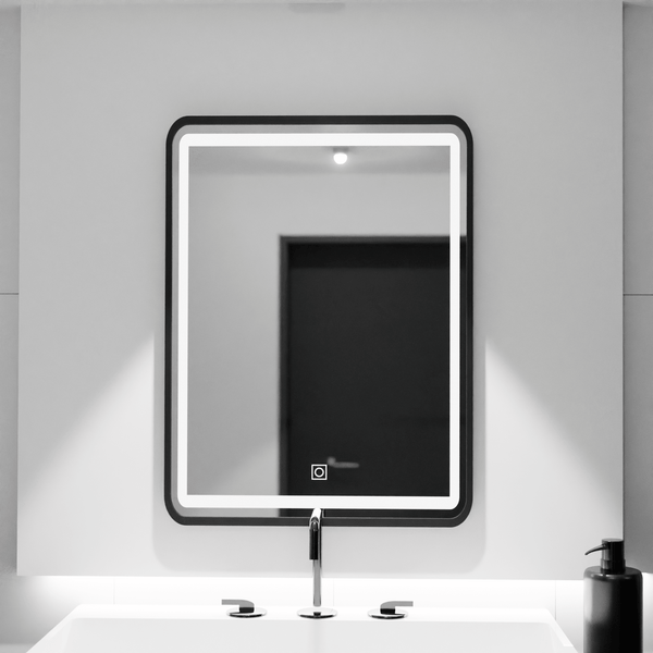Oglindă LED Baie Amberly II, 60×80 cm, Buton Touch, Dimabilă