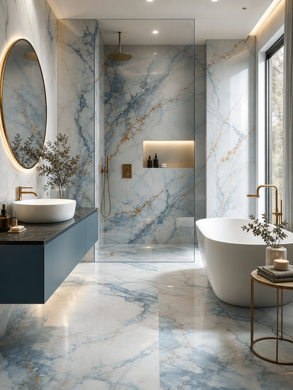 Gresie Albastră & Aqua - AdeHouse — Finisaje și Iluminat Premium.