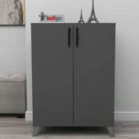 Pantofar Ceren multifunctional cu 2 usi si 4 rafturi interioare, dulap pantofi, mobilier hol ingust 70 x 110 cm, PAL melaminat 18 mm clasa E1, mecanism silentios soft-close, 72x32,5x88 cm