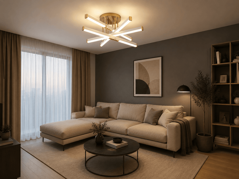 Lustră LED cu Telecomandă Brunhilda 120W, Ø60 cm, Lumină Caldă/Neutră/Rece, Auriu/Alb