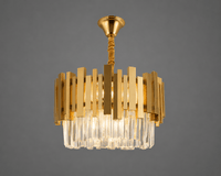 Candelabru Cristal Leocadia 60W, Ø40 cm, Negru/Auriu - AdeHouse — Finisaje și Iluminat Premium.