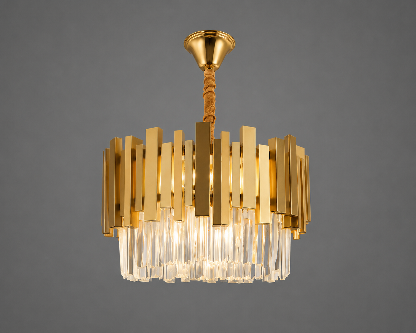 Candelabru Cristal Leocadia 60W, Ø40 cm, Negru/Auriu