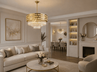 Candelabru Cristal Fenella, Ø60 cm, cu Telecomandă, Dimabil, Auriu - AdeHouse — Finisaje și Iluminat Premium.