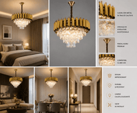 Candelabru Cristal Maelona, Auriu - AdeHouse — Finisaje și Iluminat Premium.