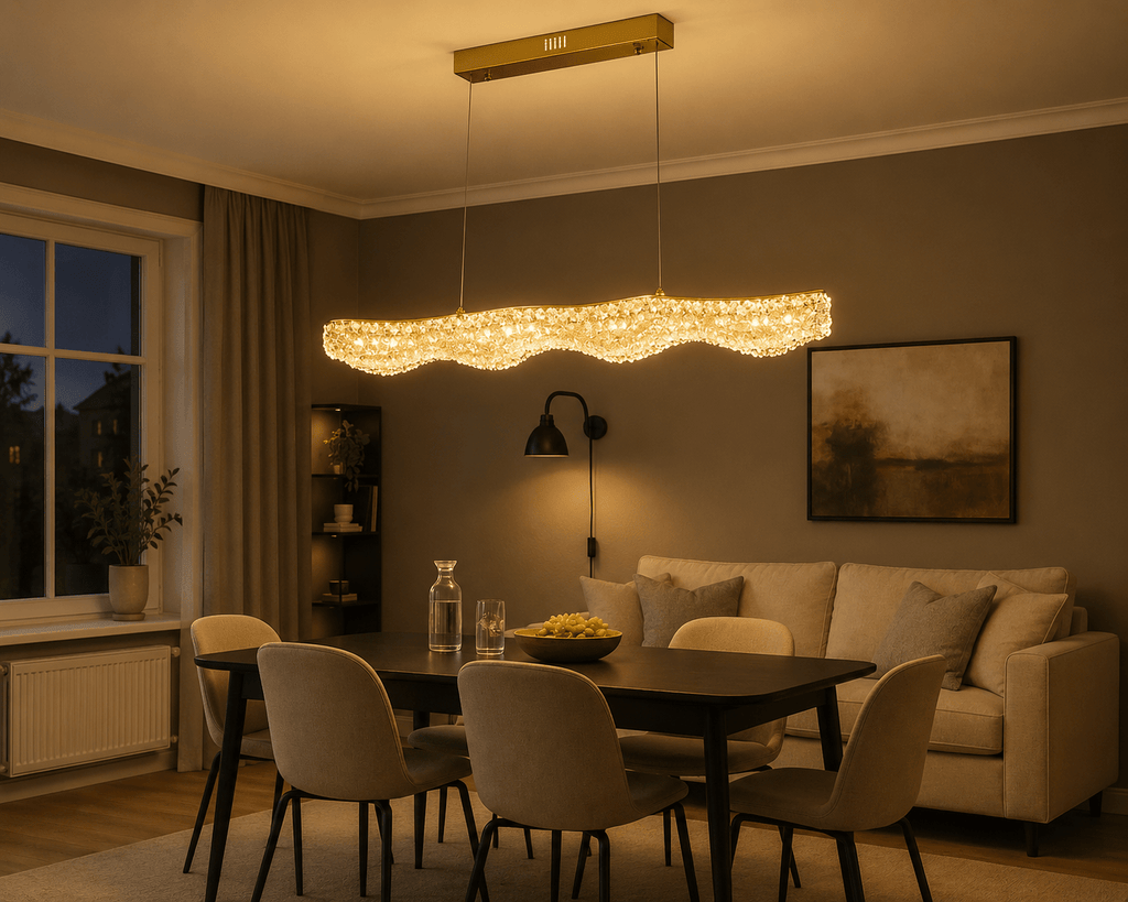 Pendul LED Erminia, 76W, Auriu - AdeHouse — Finisaje și Iluminat Premium.