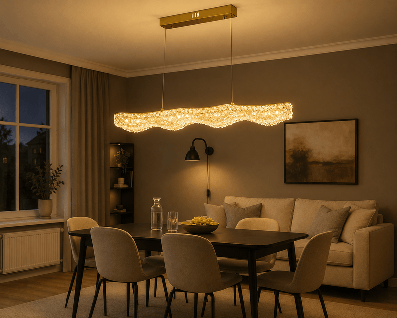 Pendul LED Erminia, 98×9 cm, 76W, Auriu