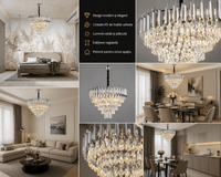 Candelabru Cristal Mafalda 60W, Ø50 cm, Crom - AdeHouse — Finisaje și Iluminat Premium.