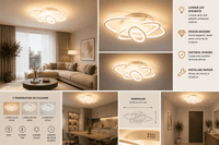 Lustră LED cu Telecomandă Evangelina, 138W, Lumină Caldă/Neutră/Rece - AdeHouse — Finisaje și Iluminat Premium.