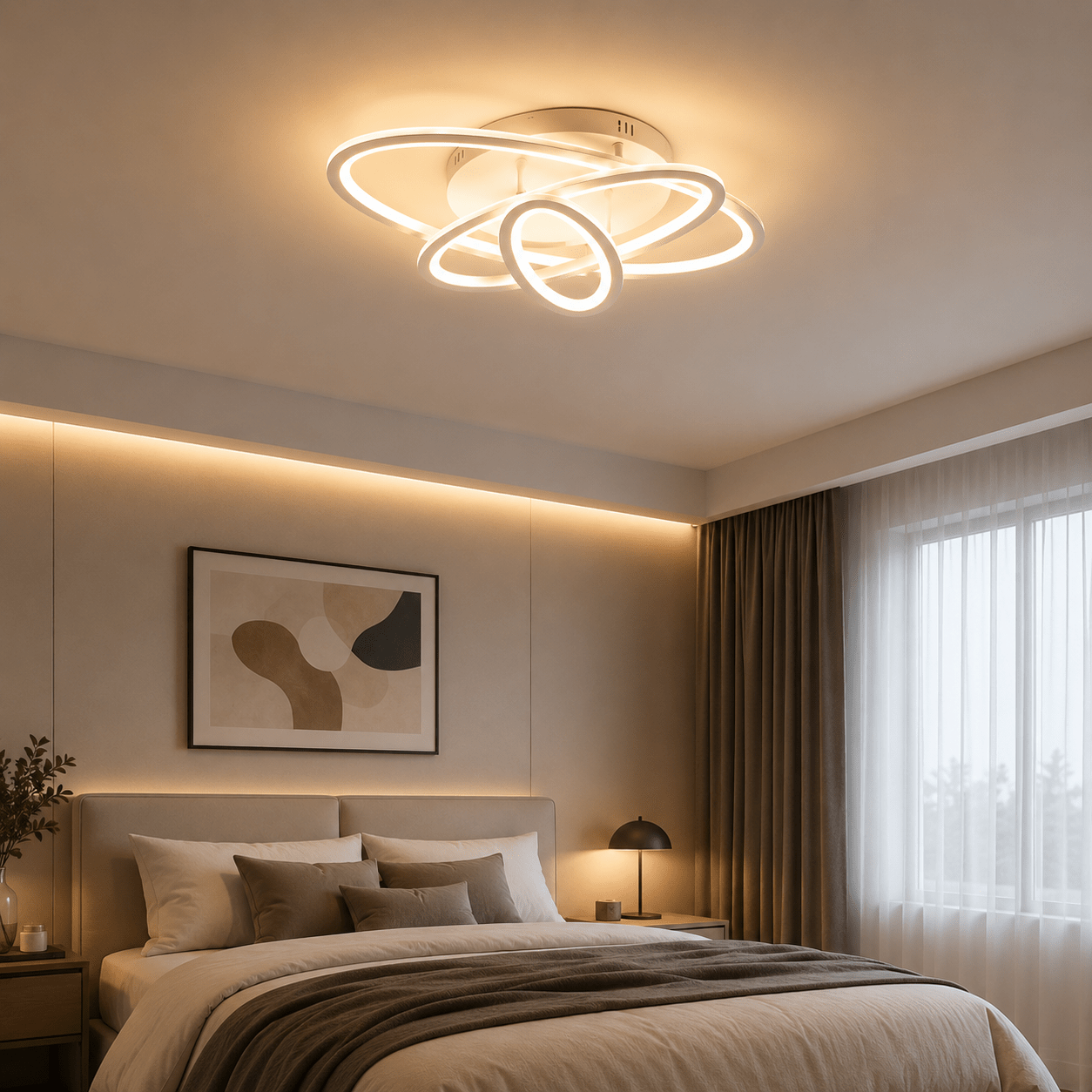 Lustră LED cu Telecomandă Evangelina, 138W, Lumină Caldă/Neutră/Rece - AdeHouse — Finisaje și Iluminat Premium.