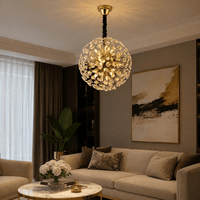 Candelabru Cristal Ginevora, Auriu - AdeHouse — Finisaje și Iluminat Premium.