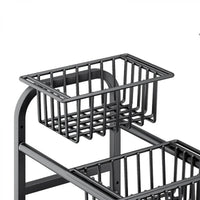 Raft metalic pentru depozitare sub chiuveta, extensibil 55-85 cm, 4 cosuri, 85 (L) x 25 (l) x (H) cm, negru