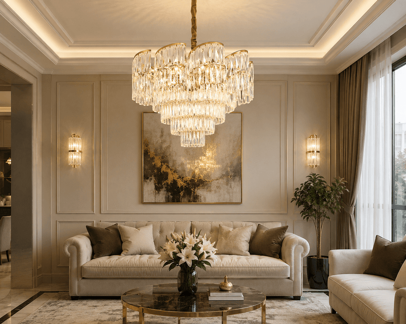 Candelabru Cristal Serafima, Ø78 cm, 60W, Auriu