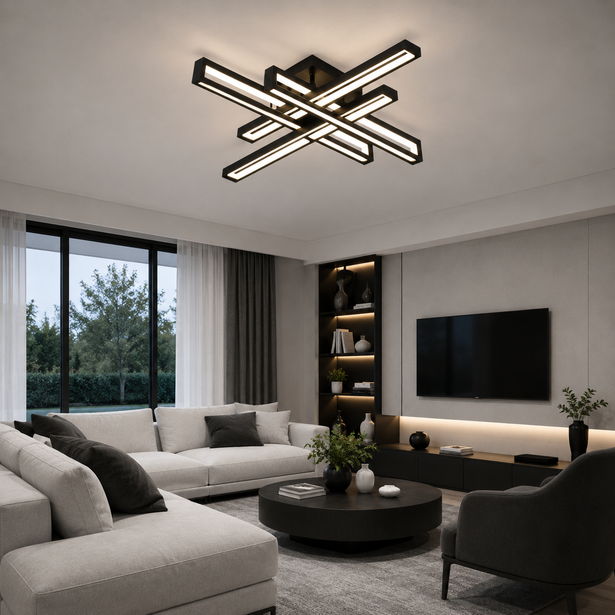 Lustră LED cu Telecomandă Oriane 106W, Negru