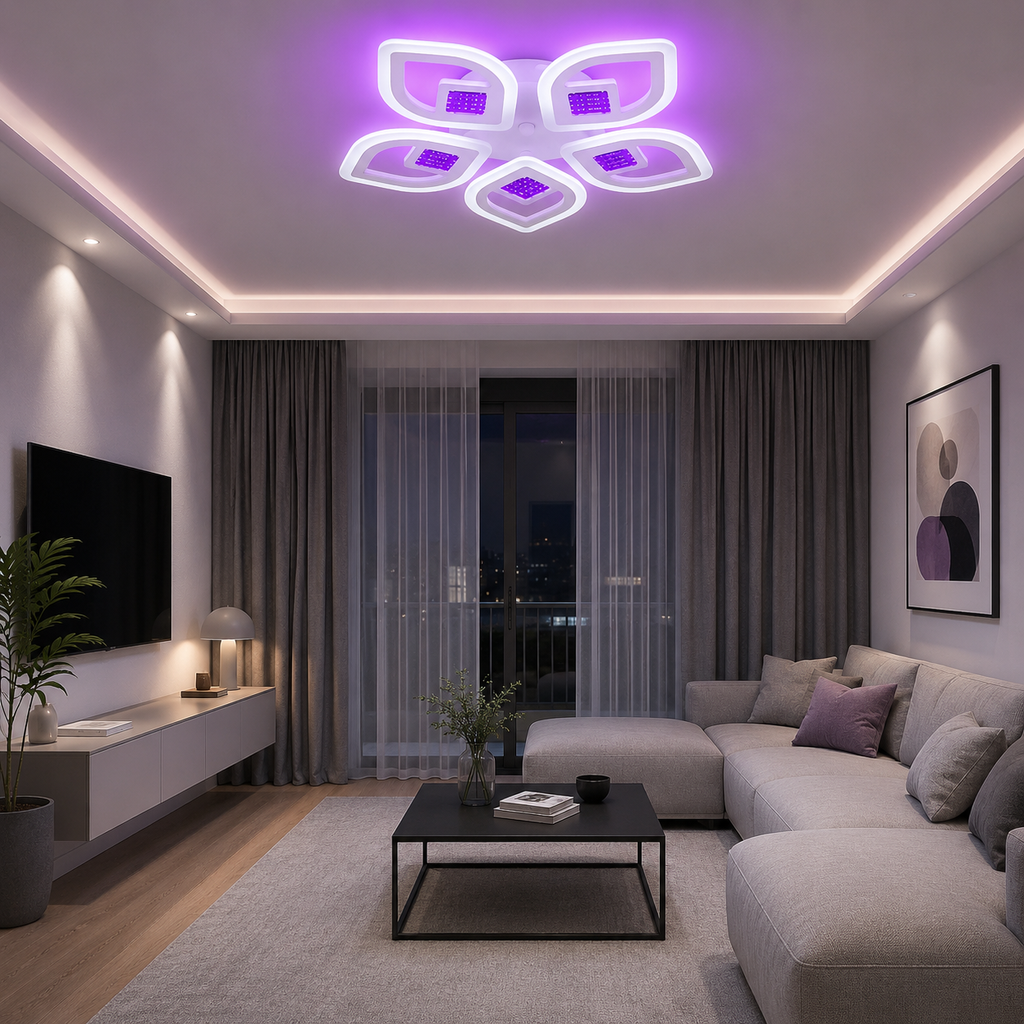 Lustră LED cu Telecomandă Tindra 100W, Lumină Caldă/Neutră/Rece, Dimabilă