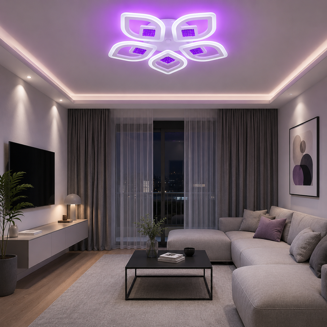 Lustră LED cu Telecomandă Tindra 100W, Lumină Caldă/Neutră/Rece, Dimabilă