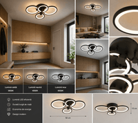 Lustră LED cu Telecomandă Genoveva, 108W, cu Inele, Lumină Caldă/Neutră/Rece - AdeHouse — Finisaje și Iluminat Premium.