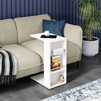 Masuta laterala cu 2 rafturi, 44 x 30 x 57 cm, design compact, stil modern scandinav