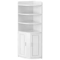 Biblioteca pentru colt cu 4 polite si dulap 2 usi, 180x50x50cm, alb