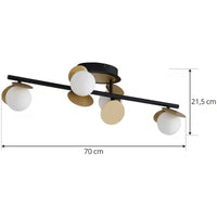 Lustra Como cu Abajururi, 70 x 30 x 21.5 cm, 4 becuri G9, Auriu/Negru