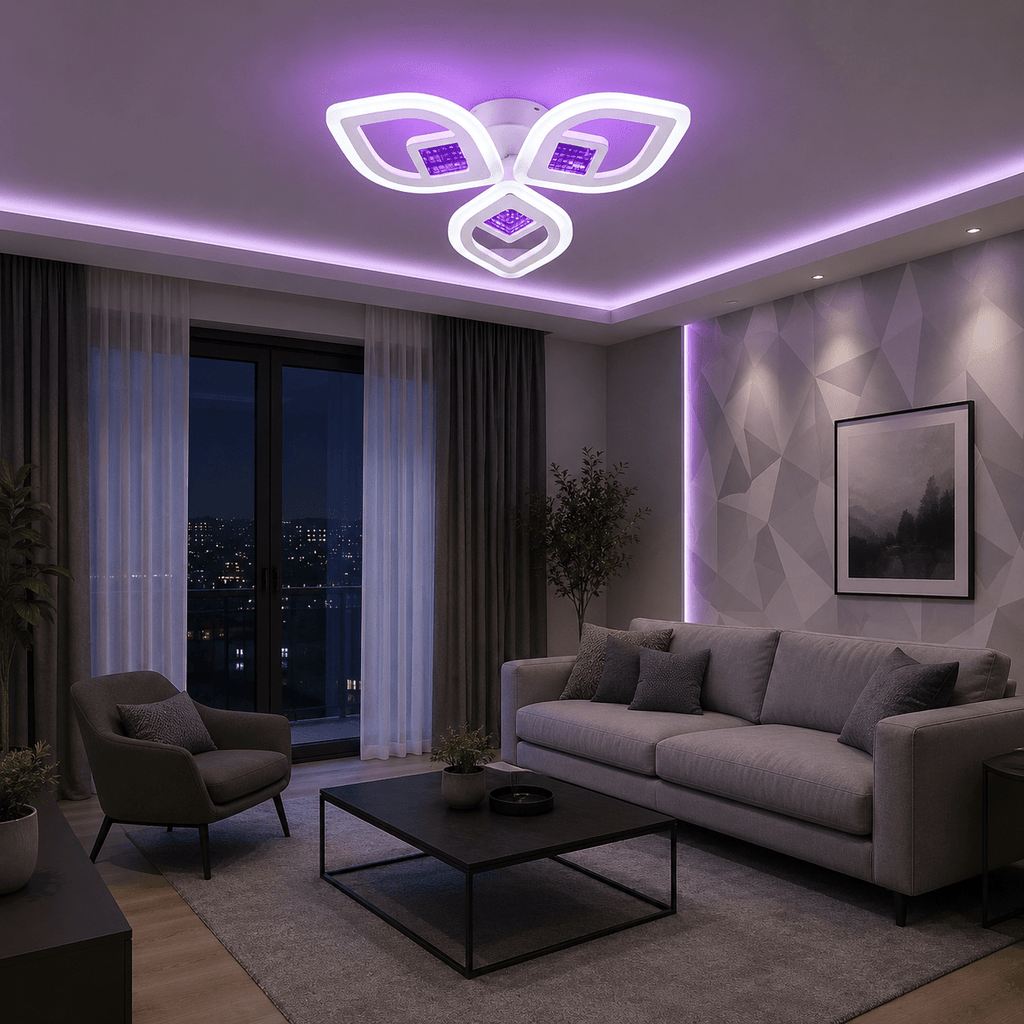 Lustră LED cu Telecomandă Ludovica, 78W, Lumină Caldă/Neutră/Rece - AdeHouse — Finisaje și Iluminat Premium.