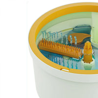 Set mop rotativ 360° cu galeata centrifuga, separare apa curata de apa murdara, sistem evacuare apa, 4 rezerve