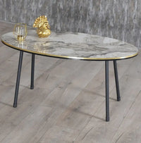 Masa de cafea moderna 90x50x42 cm MDF cu picioare metalice