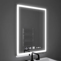 Oglindă LED Baie cu Dezaburire Nataliana, Ceas - AdeHouse — Finisaje și Iluminat Premium.