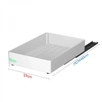 Set 3 sertare cu glisiere autoadezive soft-close, extragere totala, sina cu extensie, 3 dimensiuni, alb