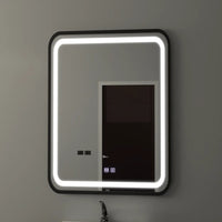 Oglindă LED Baie cu Dezaburire Halcyona II, Buton Touch, Dimabilă, Ramă Negru - AdeHouse — Finisaje și Iluminat Premium.