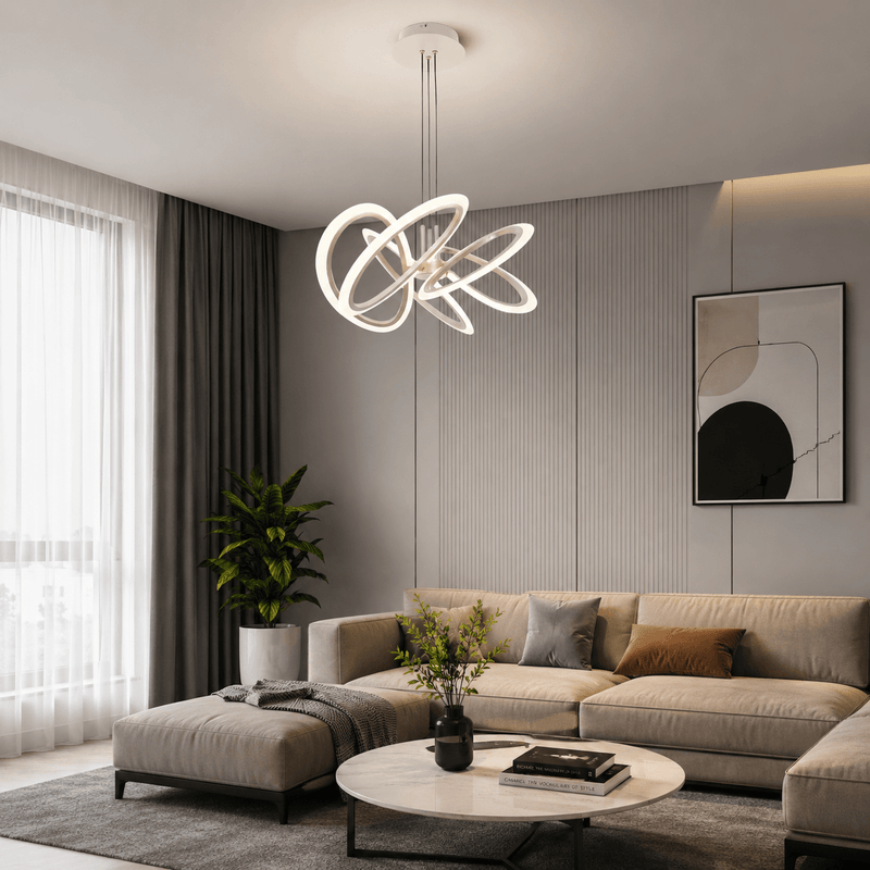 Pendul LED cu Telecomandă Almerinda, 160W, Ø100 cm, Lumină Caldă/Neutră/Rece, Auriu