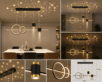Pendul LED cu Telecomandă Trinita, 120W, Lumină Caldă/Neutră/Rece, Auriu/Negru - AdeHouse — Finisaje și Iluminat Premium.