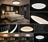PLAFONIERA LED NEAGRA CU DESIGN ONDULAT ȘI TELECOMANDĂ – LUMINĂ REGLABILĂ 3000–6500K – 66W