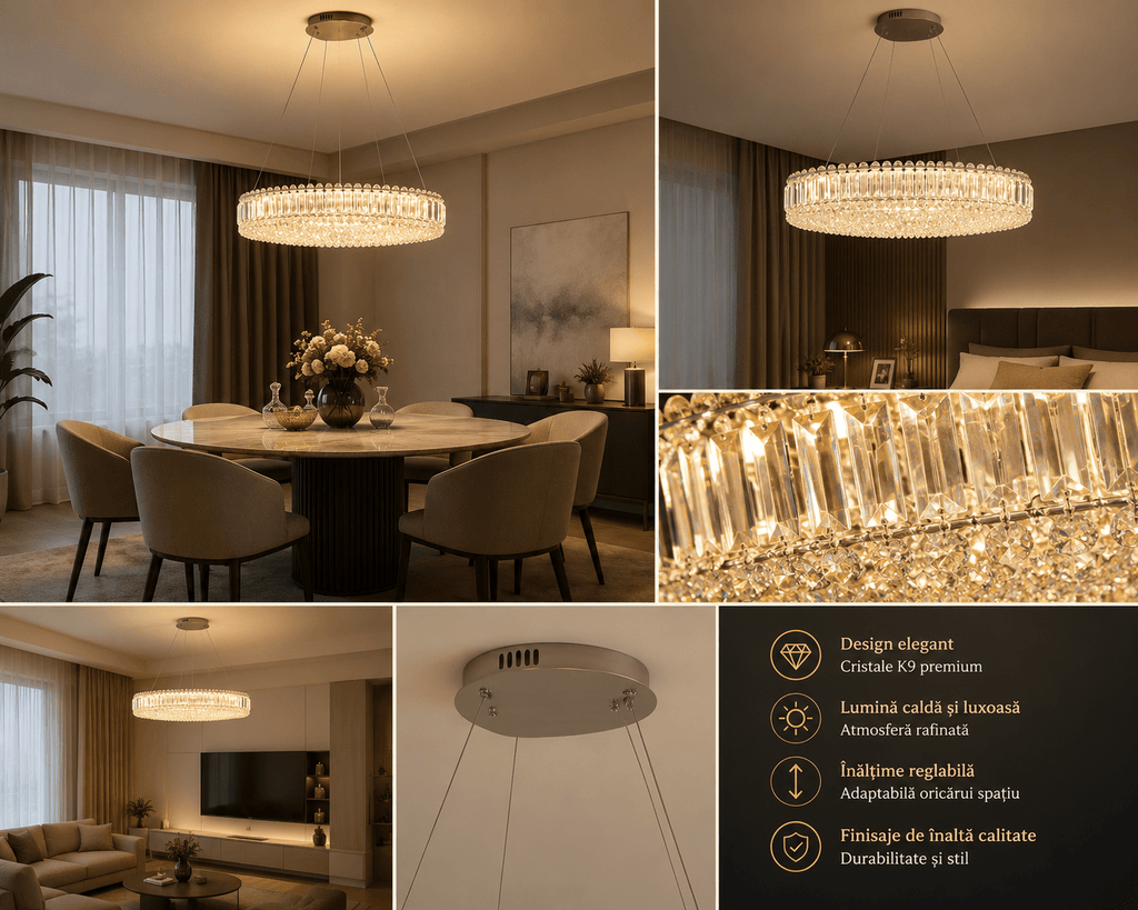 Candelabru Romilda, 96W, Crom - AdeHouse — Finisaje și Iluminat Premium.