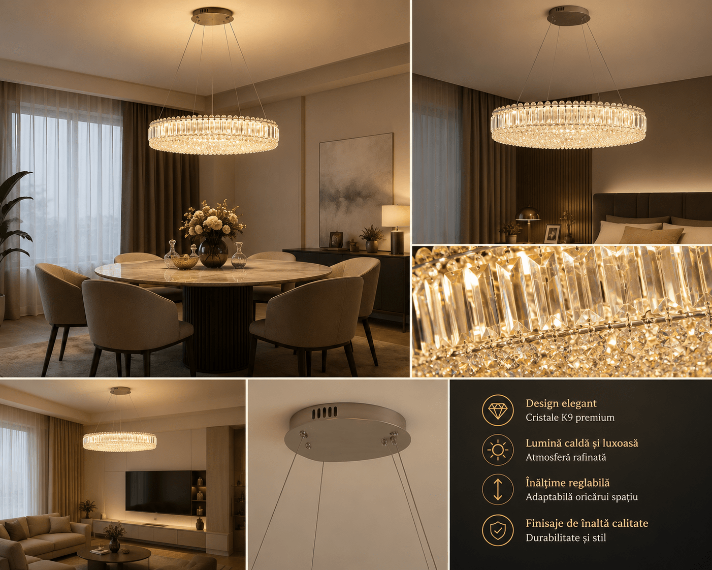 Candelabru Romilda, 96W, Crom - AdeHouse — Finisaje și Iluminat Premium.