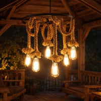 Lustră Rustică, Querida 3, 6×E27, 33×33×60 cm, Negru/Maro - AdeHouse — Iluminat Modern la Preț Bun