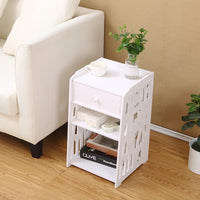 Noptiera alba decorativa, din PVC, 2 polite, 45cm