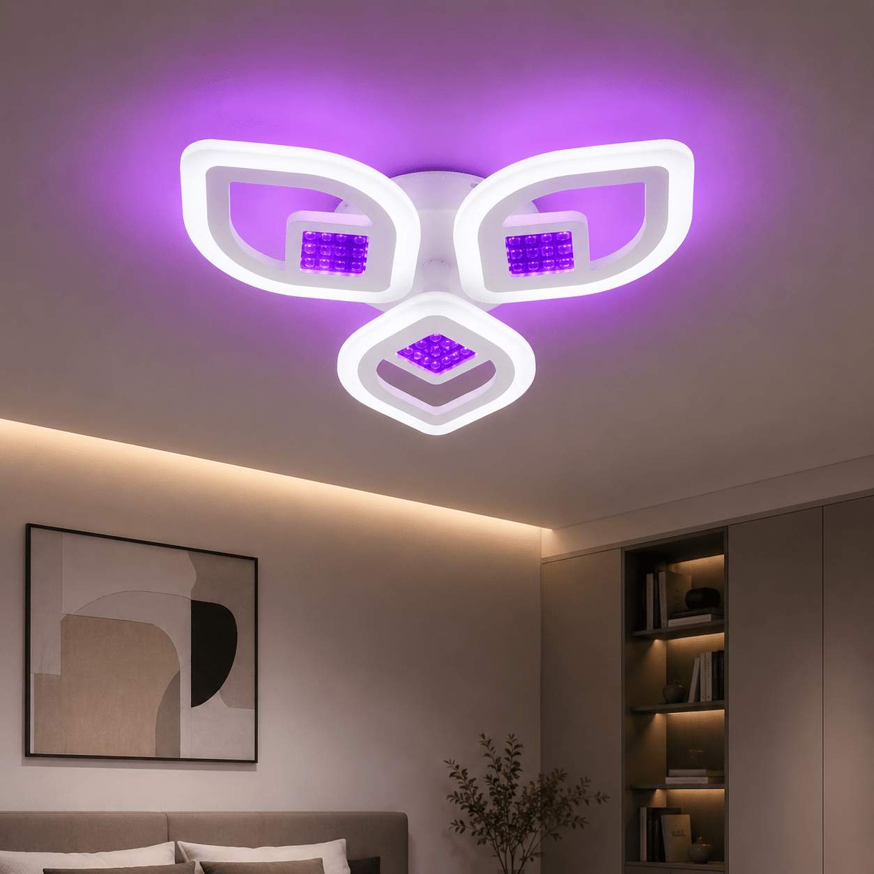 Lustră LED cu Telecomandă Ludovica, 78W, Lumină Caldă/Neutră/Rece - AdeHouse — Finisaje și Iluminat Premium.