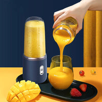 Mini Blender Portabil Electric, Cu Acumulator, 2 Recipiente, 6 Lame 3D, 300 ml, 40W, Capac Inclus