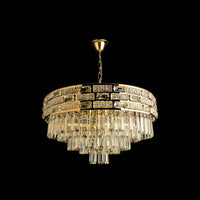 Candelabru Cristal Fenella, Ø60 cm, cu Telecomandă, Dimabil, Auriu - AdeHouse — Finisaje și Iluminat Premium.