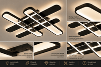 Lustră LED cu Telecomandă Zerlina 156W, Lumină Caldă/Neutră/Rece, Negru - AdeHouse — Finisaje și Iluminat Premium.