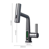 Baterie baie/bucatarie cu display temperatura, curgere tip cascada, jet sau spray, dus extractibil
