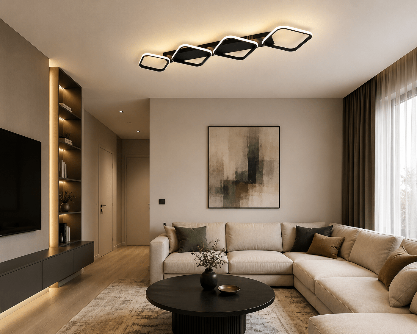 Lustră LED cu Telecomandă Leontina, 104W, Lumină Caldă/Neutră/Rece - AdeHouse — Finisaje și Iluminat Premium.