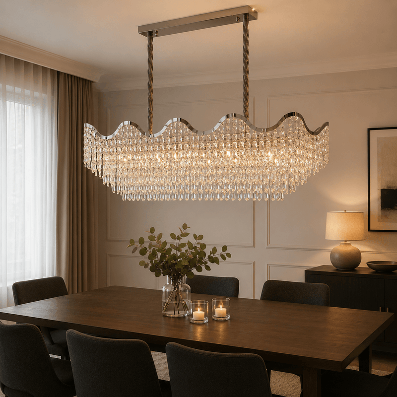 Candelabru Cristal Cornelia, 110×42 cm, 60W, Crom