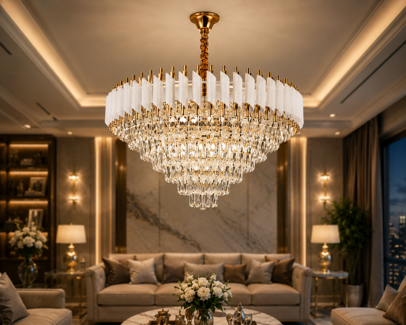 Candelabru Cristal Selene 800W, Alb