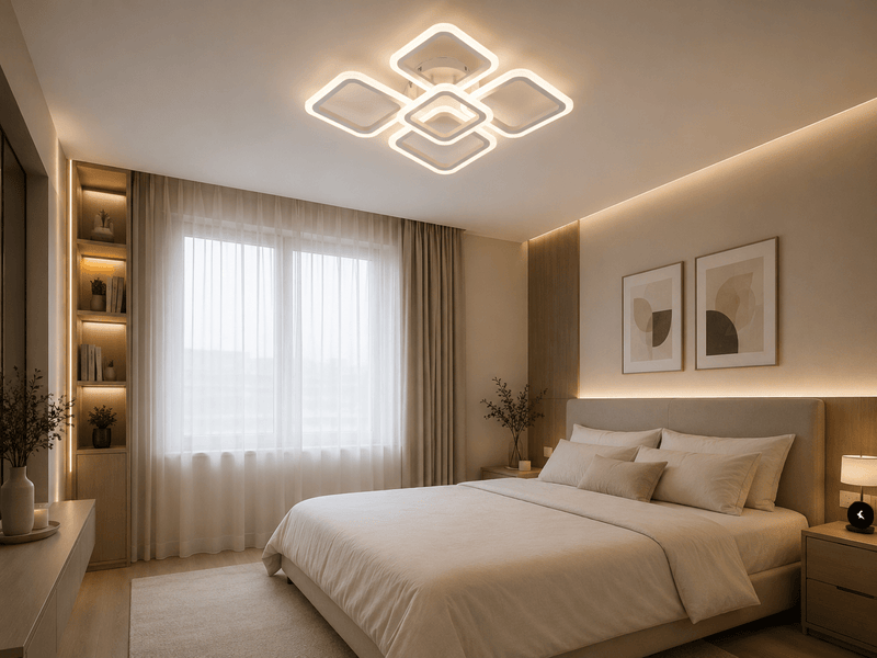 Lustră LED cu Telecomandă Emmeline, 44×44 cm, 102W, Lumină Caldă/Neutră/Rece, Negru