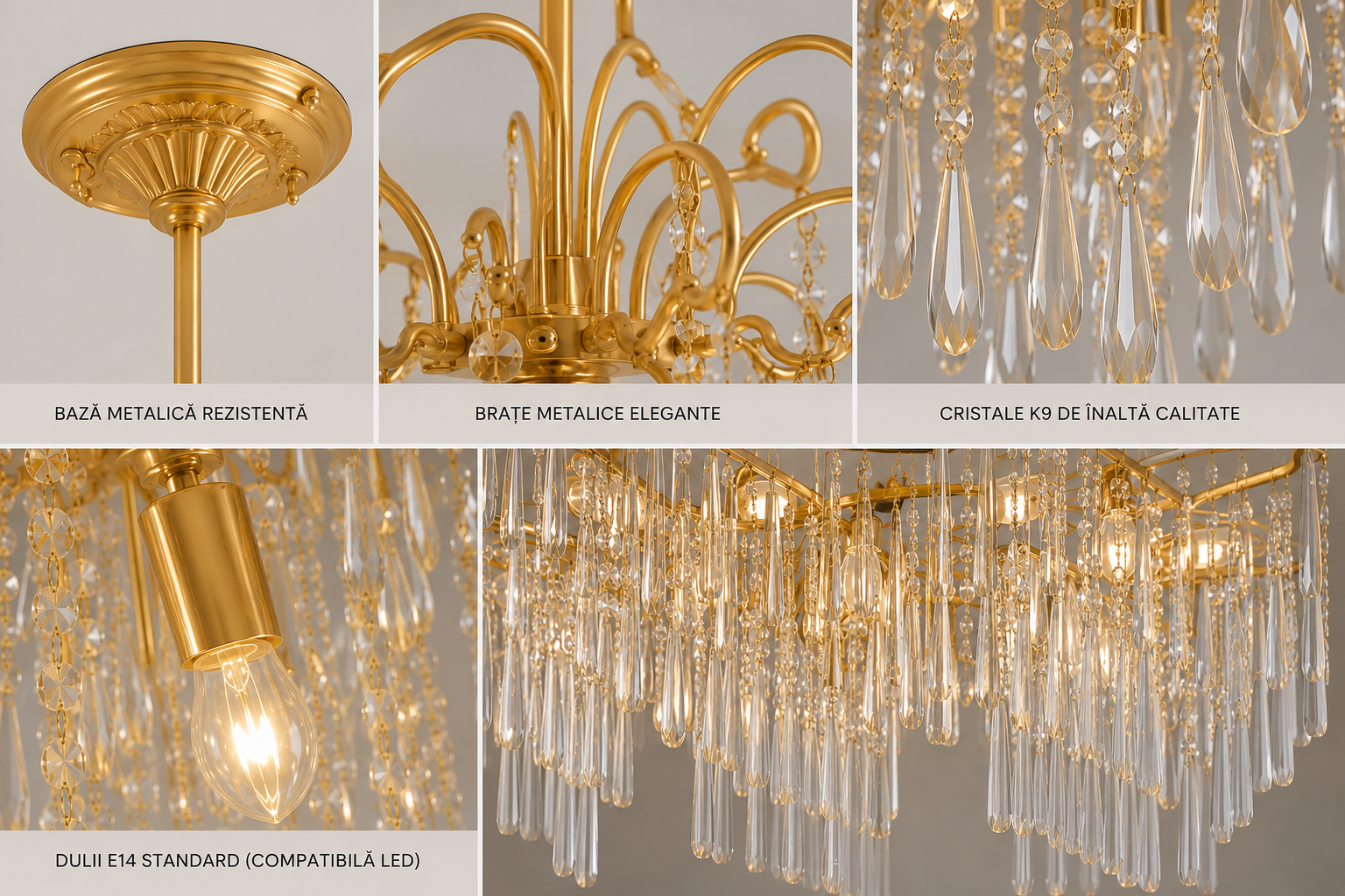 Candelabru Cristal Yalira 60W, Ø60 cm