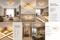 Lustră LED cu Telecomandă Arabella 224W, Lumină Caldă/Neutră/Rece, Negru/Auriu - AdeHouse — Finisaje și Iluminat Premium.