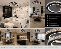Lustră LED cu Telecomandă Ippolita, 60W, Ø40 cm, Lumină Caldă/Neutră/Rece - AdeHouse — Finisaje și Iluminat Premium.