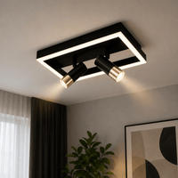 Lustră LED cu Telecomandă Ermelinda 62W, Lumină Caldă/Neutră/Rece, Negru/Auriu - AdeHouse — Finisaje și Iluminat Premium.